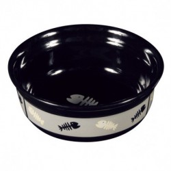 Comedero de cerámica con raspas negro