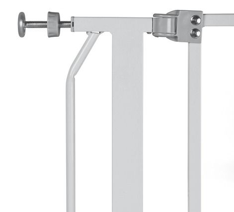Barrera extensible metálica Detalle de los enganches de sujeción de la barrera metálica